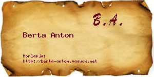 Berta Anton névjegykártya